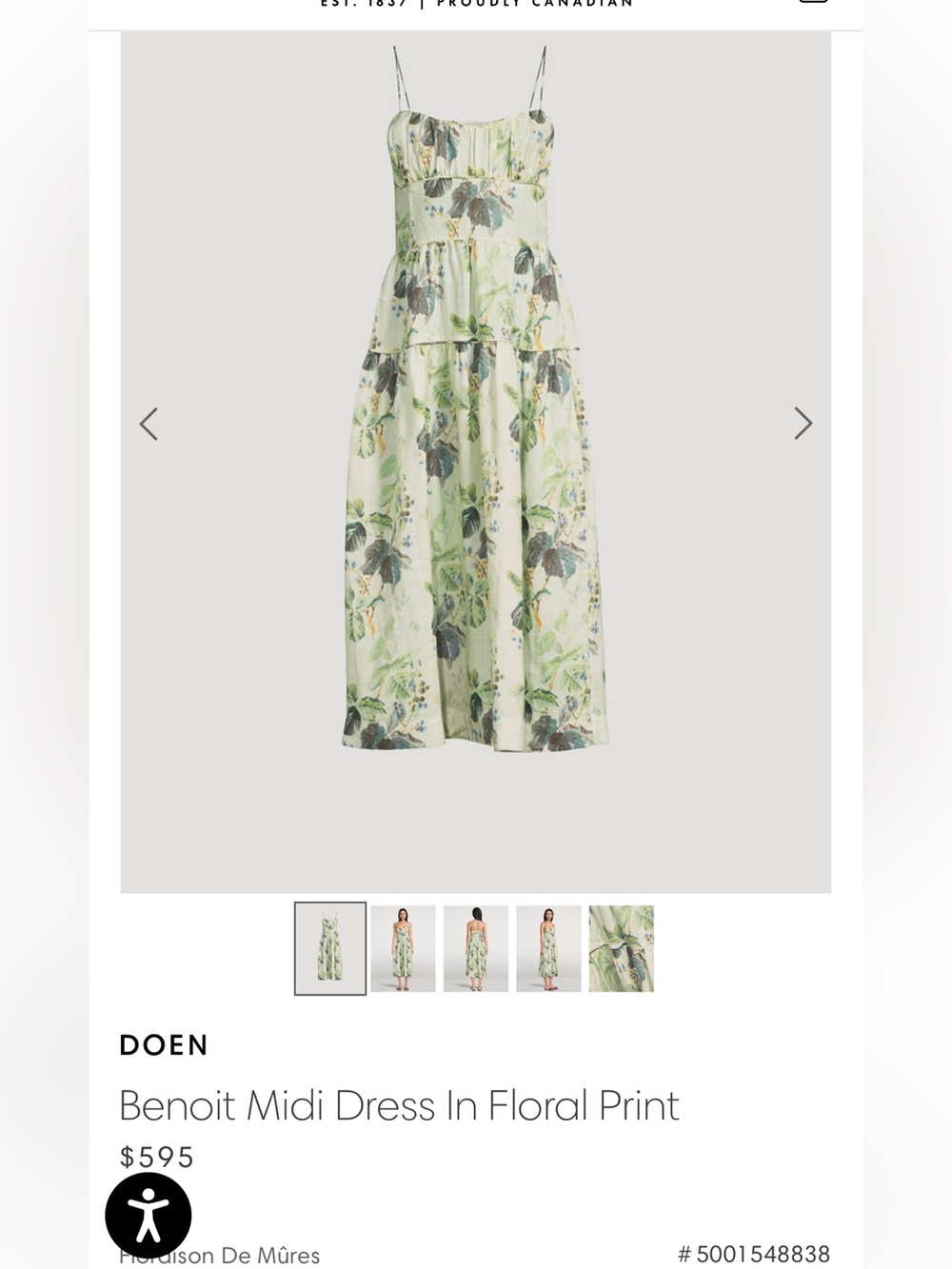 Doen Benoit dress IN FLORAISON DE MÛRES NWOT
